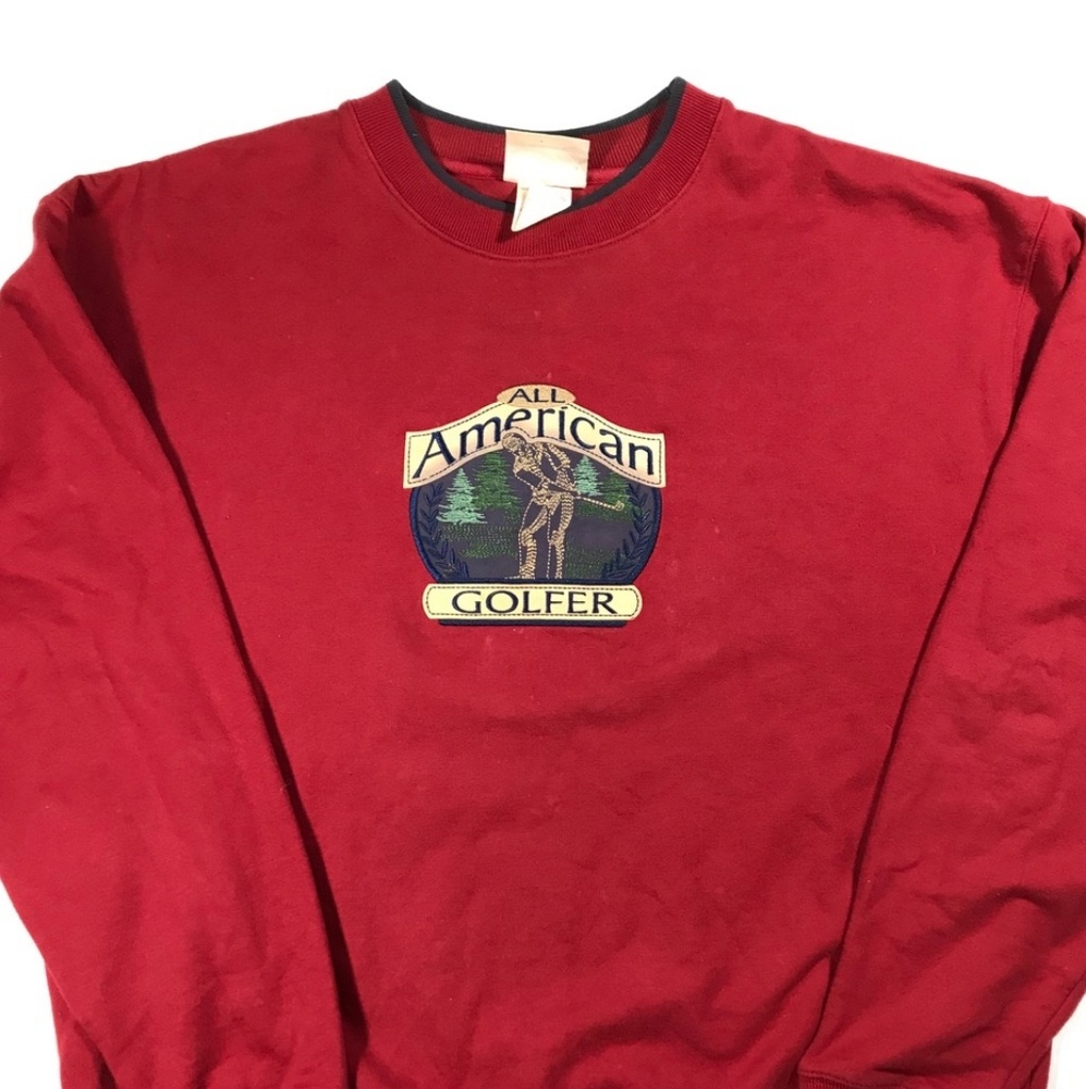 Vintage Unique Golf Embroidered Crewneck Pullover